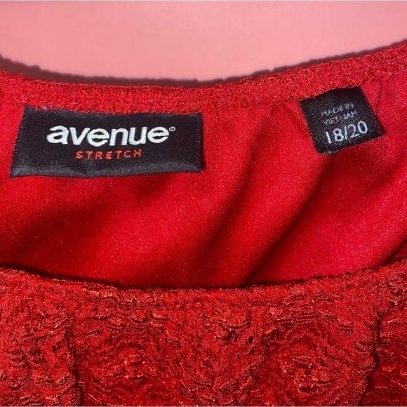 AVENUE RED STRETCHY LACE TOP 3/4 SLEEVE 18/20 - Picture 4 of 12